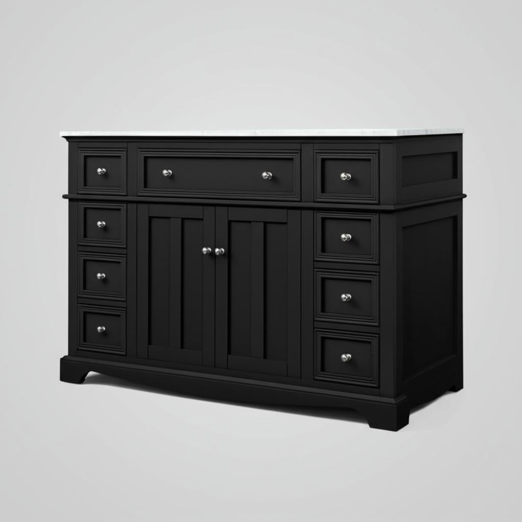 Home Decorators Collection Fremont 49" Single Sink Black Vanity with Engineered Marble Top
