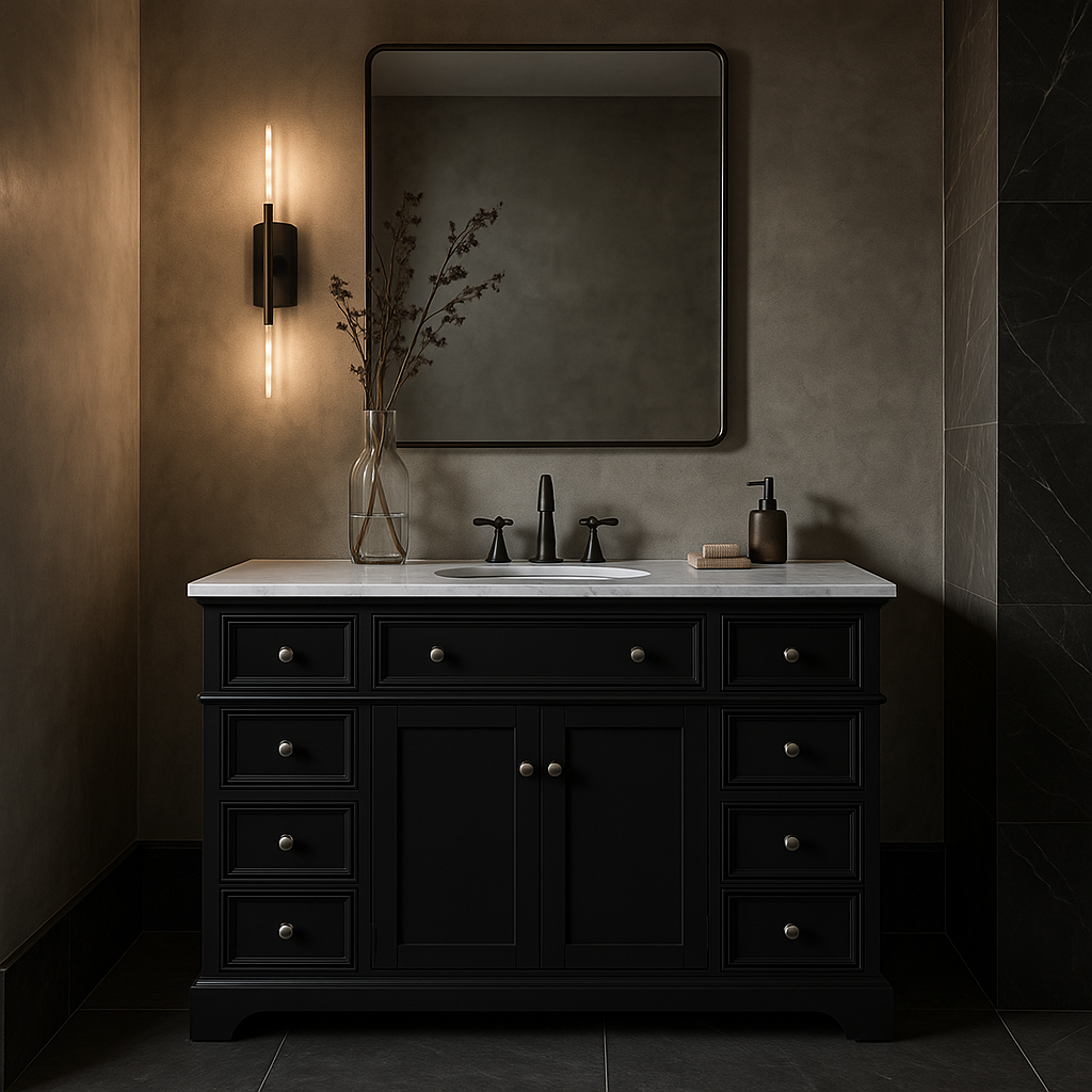 Home Decorators Collection Fremont 49" Single Sink Black Vanity with Engineered Marble Top