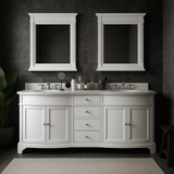 Home Decorators Collection Terryn 72-inch Double Sink Freestanding Bath Vanity in White with Engineered Stone Top