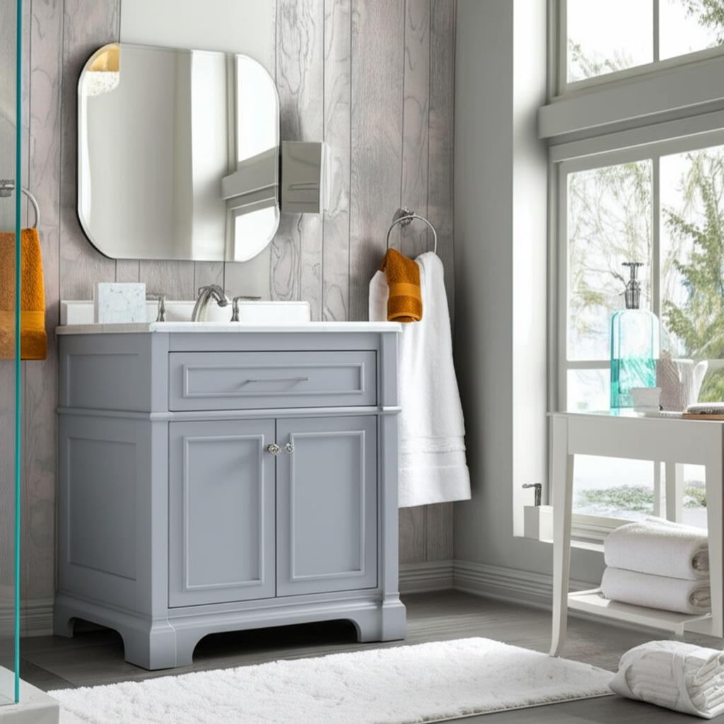 Home Decorators Collection Melpark 30" Dove Gray Vanity with Marble Top