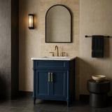 Home Decorators Collection Aberdeen 30" Midnight Blue Vanity with Carrara Marble Top