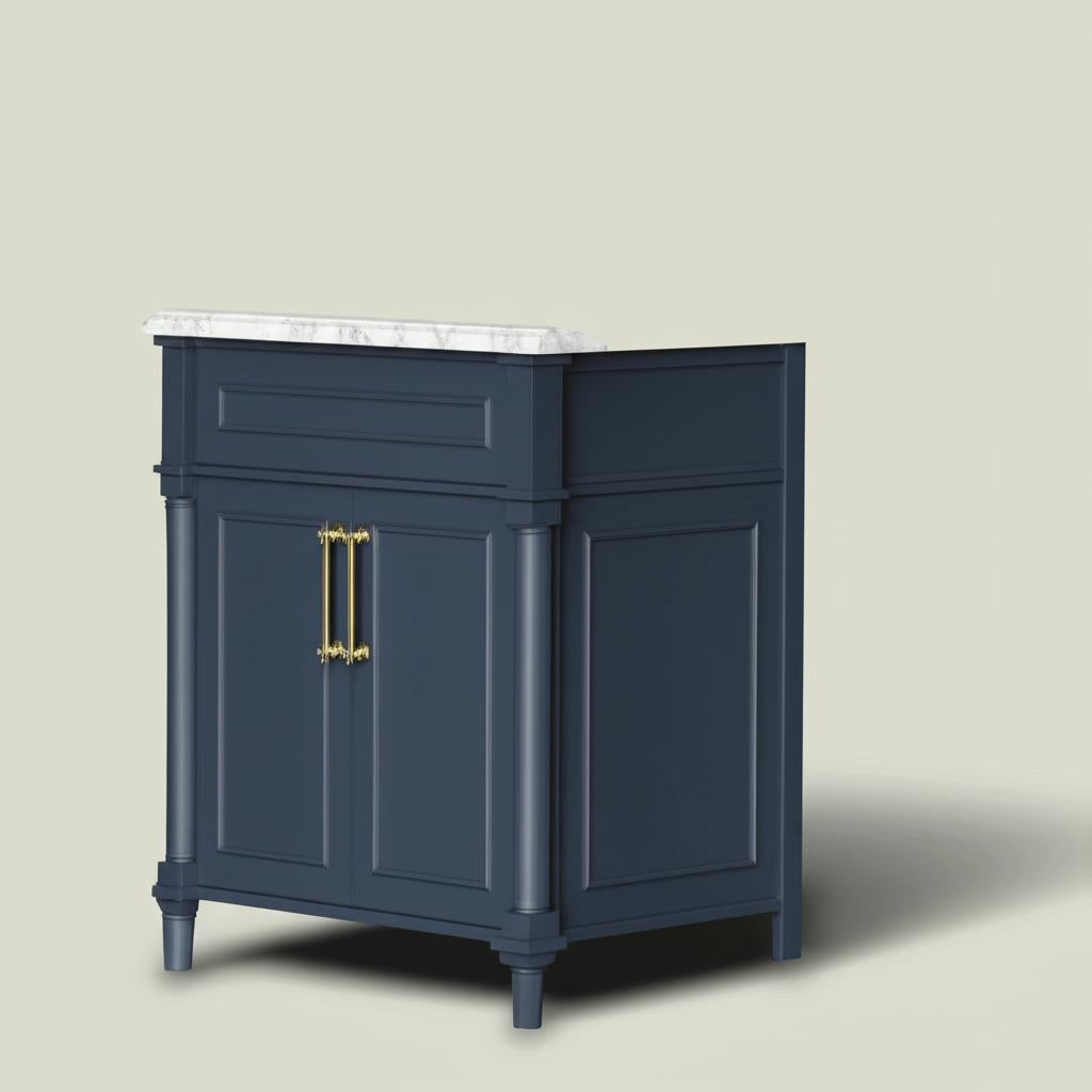 Home Decorators Collection Aberdeen 30" Midnight Blue Vanity with Carrara Marble Top