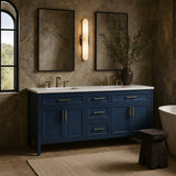 Home Decorators Collection Mayfield 72-inch Double Sink Vanity in Grayish Blue with Engineered Stone Top