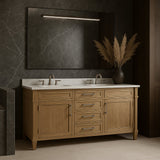 Home Decorators Collection Aberdeen 60-Inch Double Sink Vanity with Carrara Marble Top