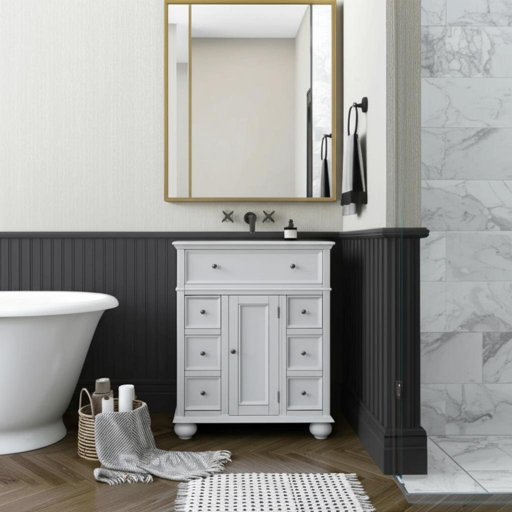 Home Decorators Collection Hampton Harbor 28" Freestanding Bath Vanity with Marble Top
