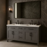 Home Decorators Collection Mayfield 60-Inch Double Sink Vanity in American Gray with White Engineered Stone Top