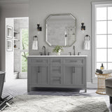 Home Decorators Collection Mayfield 60-Inch Double Sink Vanity in American Gray with White Engineered Stone Top