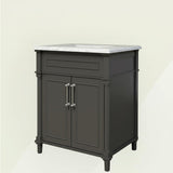 Home Decorators Collection Aberdeen 30-inch Black Bathroom Vanity with Carrara Marble Top