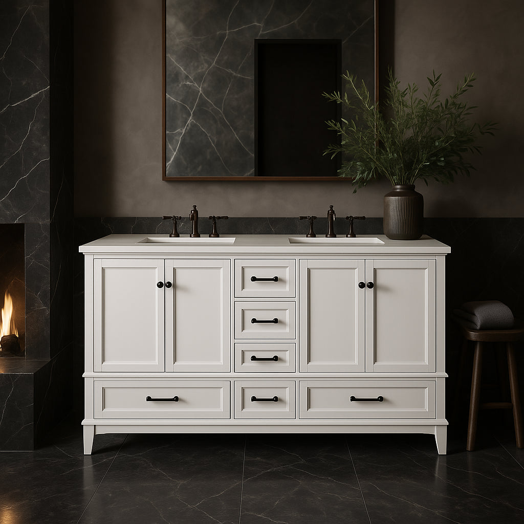 Home Decorators Collection Merryfield 60" White Bathroom Vanity Cabinet