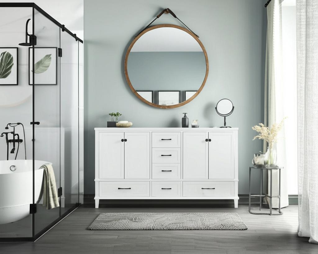 Home Decorators Collection Merryfield 60" White Bathroom Vanity Cabinet