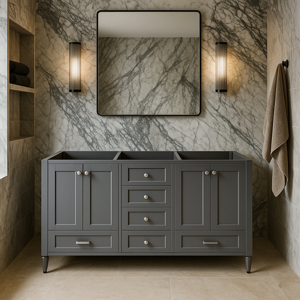 Home Decorators Collection Claxby 60-Inch Bathroom Vanity Cabinet in Sterling Gray