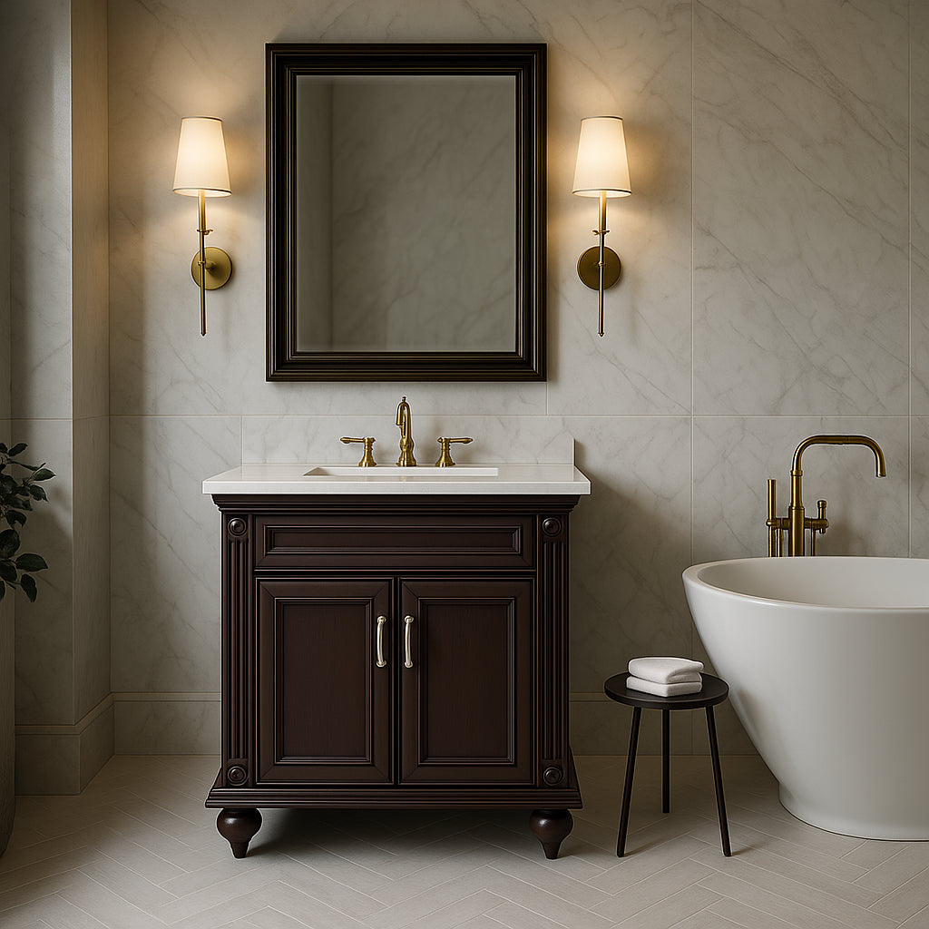 Home Decorators Collection Annakin 30 in. Bathroom Vanity Cabinet in Cognac