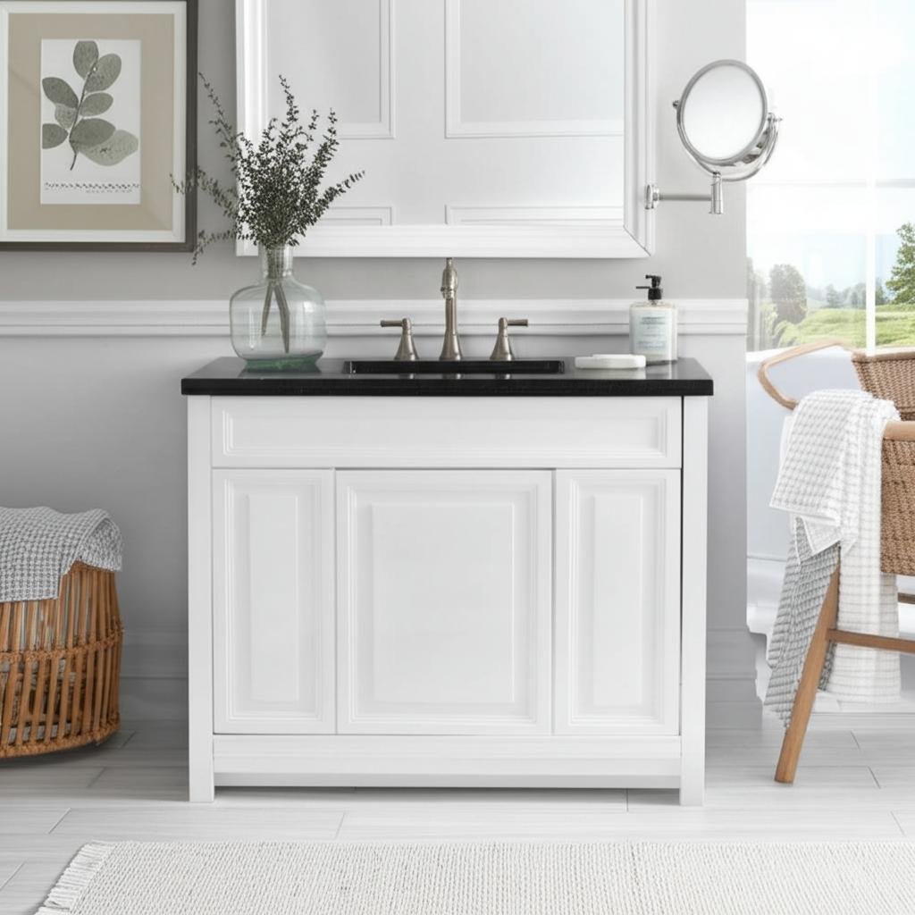 Home Decorators Collection Brinkhill 30-Inch White Bathroom Vanity Cabinet