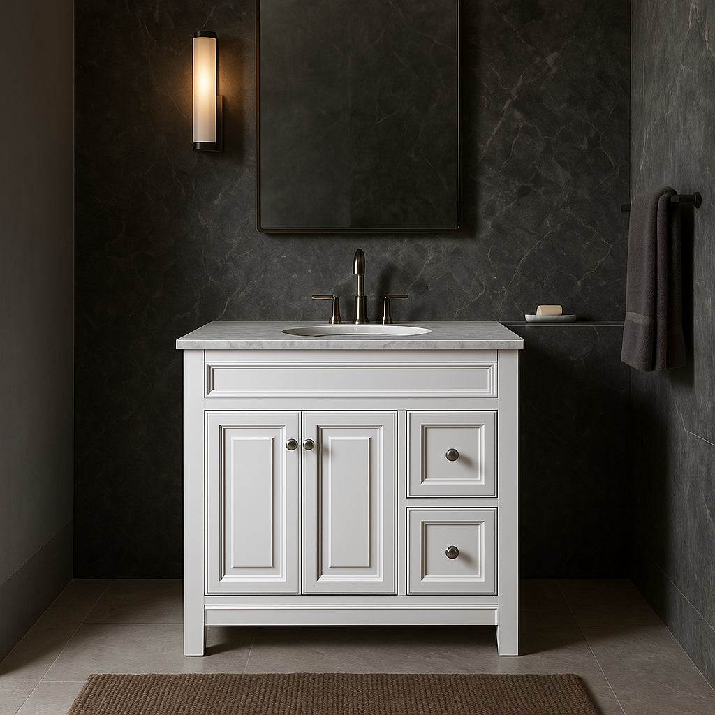 Home Decorators Collection Brinkhill 30-Inch White Bathroom Vanity Cabinet