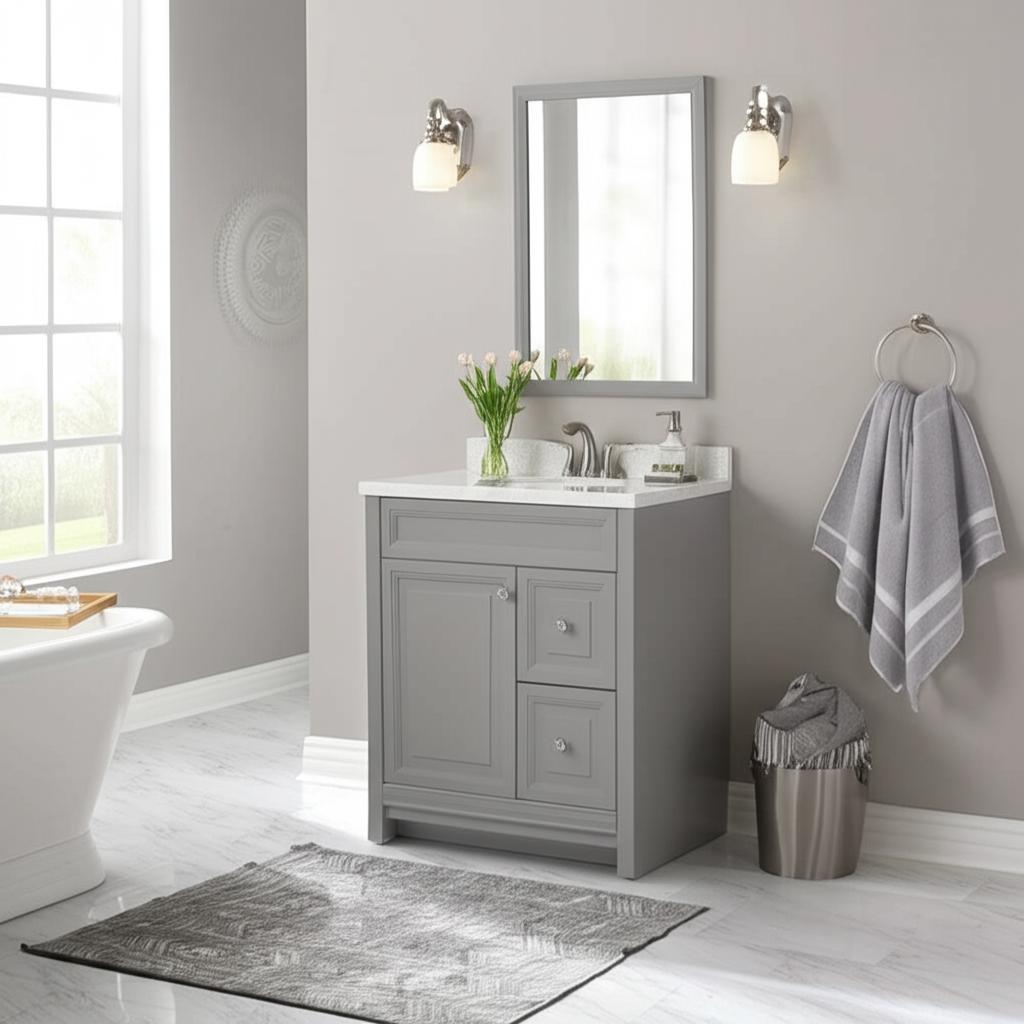 Home Decorators Collection Brinkhill 30-Inch Bathroom Vanity Cabinet in Sterling Gray