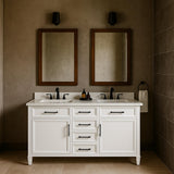 Home Decorators Collection Aiken 60-Inch Double Sink Bathroom Vanity in White with Cultured Marble Top
