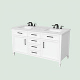 Home Decorators Collection Aiken 60-Inch Double Sink Bathroom Vanity in White with Cultured Marble Top