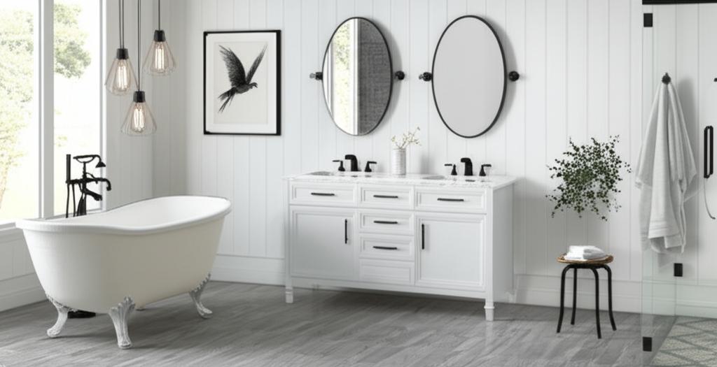 Home Decorators Collection Aiken 60-Inch Double Sink Bathroom Vanity in White with Cultured Marble Top