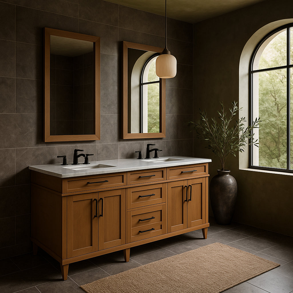 Home Decorators Collection Sonoma 72-Inch Double Sink Bathroom Vanity with Carrara Marble Top