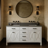 Home Decorators Collection Ainsley 60-Inch Double Sink Bathroom Vanity in White with Gray Cultured Stone Top