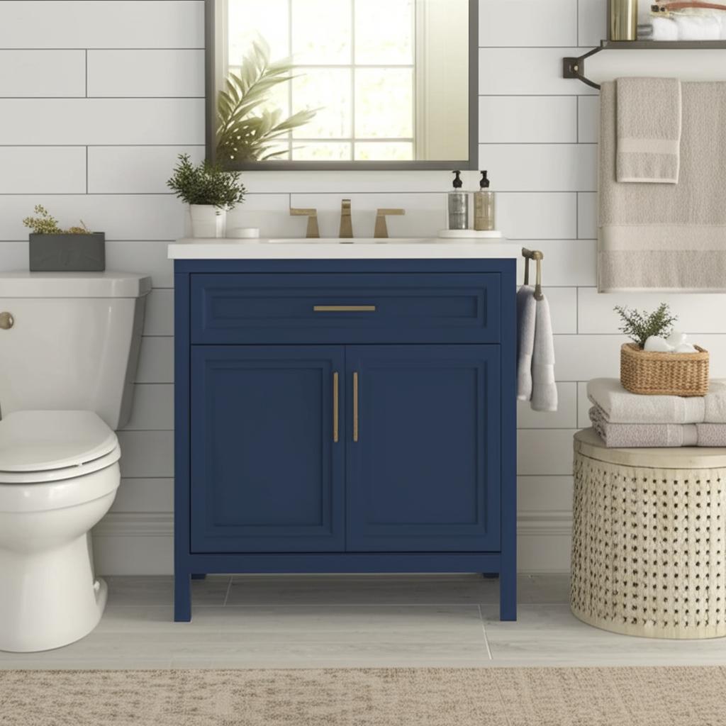Home Decorators Collection Mayfield 36" Grayish Blue Vanity with Engineered Stone Top