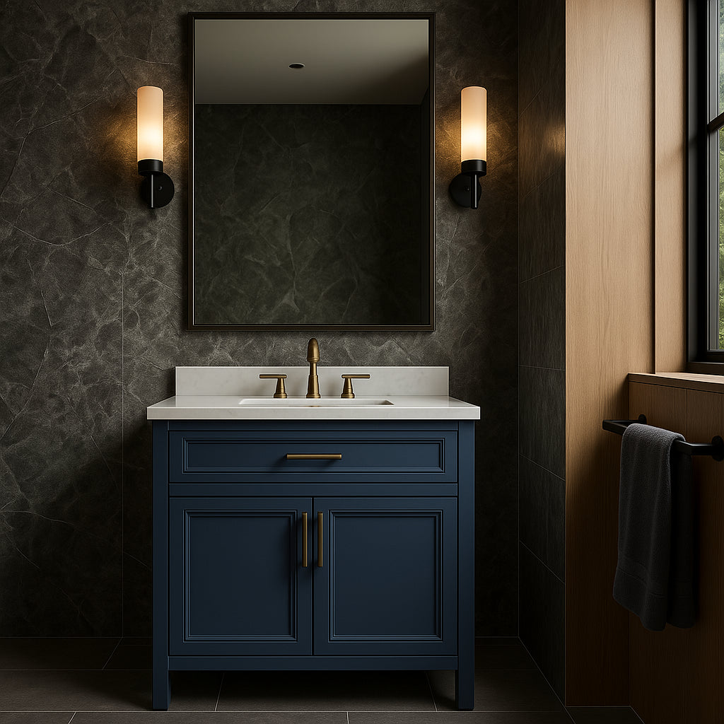 Home Decorators Collection Mayfield 36" Grayish Blue Vanity with Engineered Stone Top