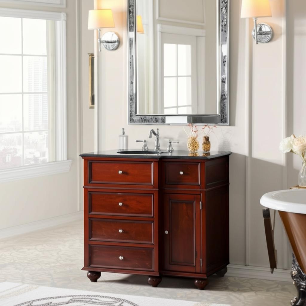 Home Decorators Collection Hampton Harbor 36" Freestanding Bath Vanity with Black Granite Top