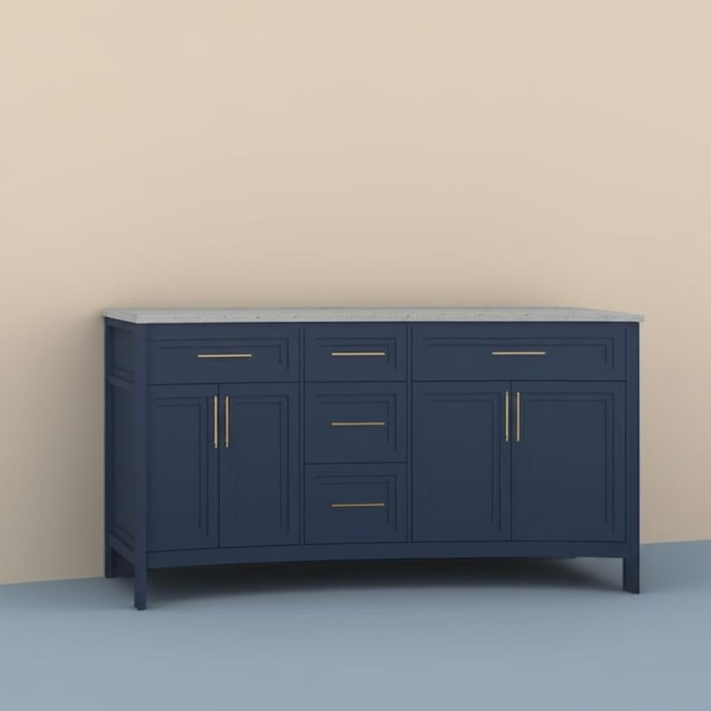 Home Decorators Collection Mayfield 60-inch Double Sink Vanity in Grayish Blue with Engineered Stone Top