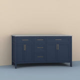 Home Decorators Collection Mayfield 60-inch Double Sink Vanity in Grayish Blue with Engineered Stone Top