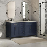 Home Decorators Collection Mayfield 60-inch Double Sink Vanity in Grayish Blue with Engineered Stone Top