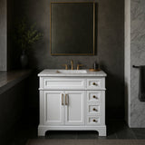 Home Decorators Collection Melpark 36 in. Single Sink White Bath Vanity with Engineered Marble Top