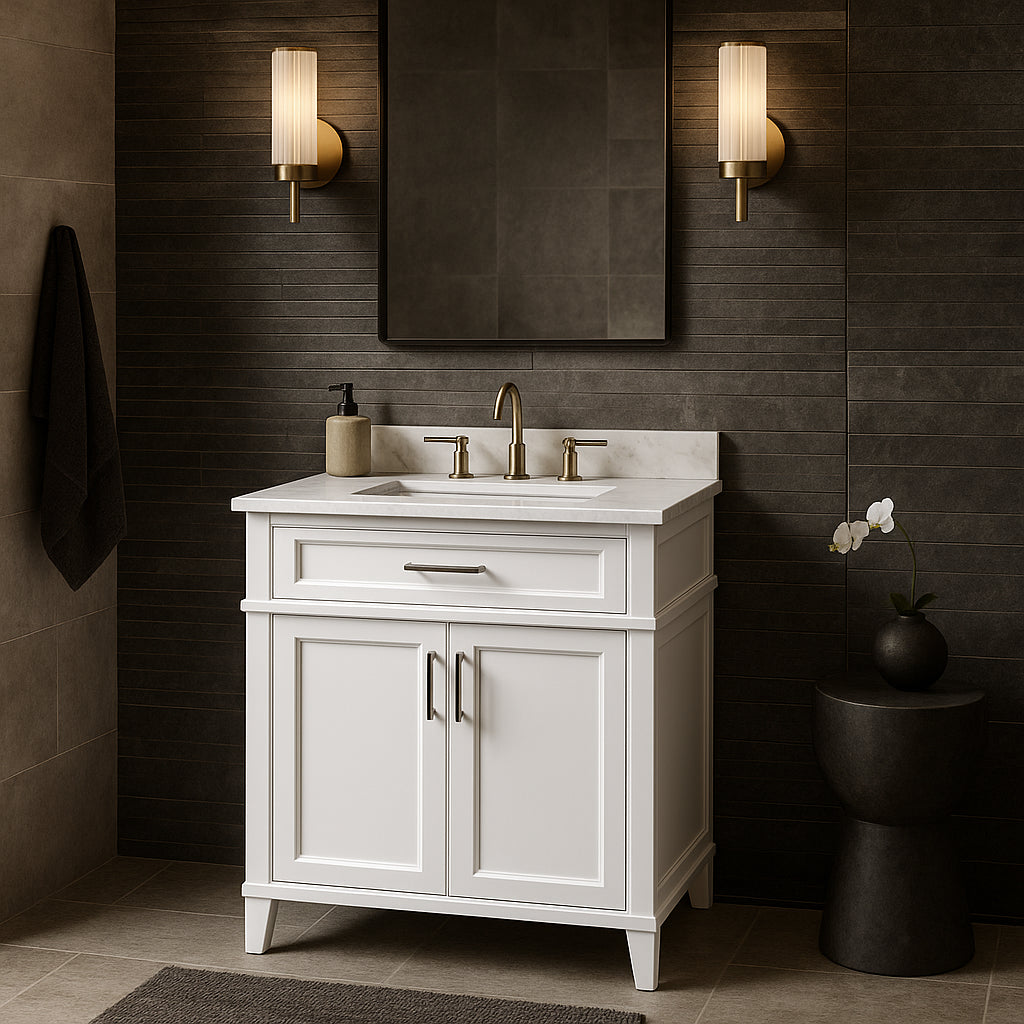 Home Decorators Collection Caville 30" Single Sink Vanity with Carrara Marble Top