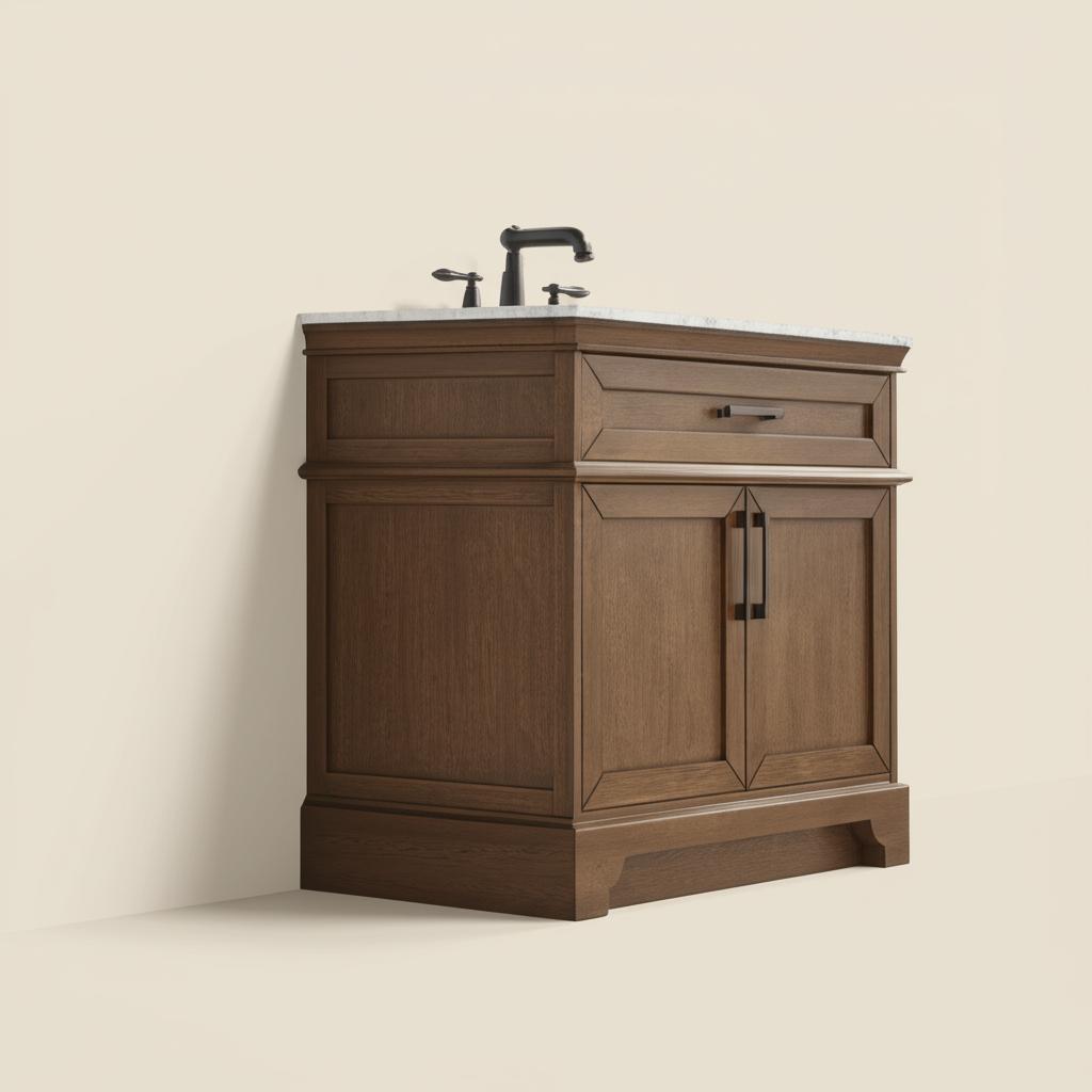 Home Decorators Collection Cherrydale 36" Almond Latte Vanity with Marble Top