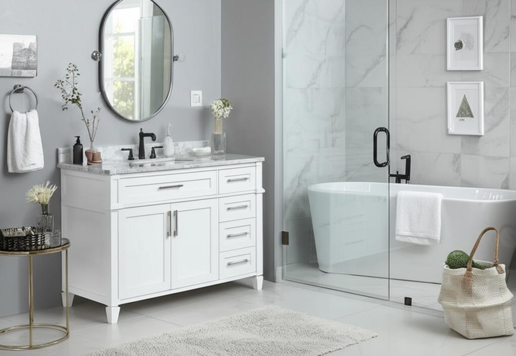 Home Decorators Collection Caville 42-inch Single Sink Vanity with Carrara Marble Top