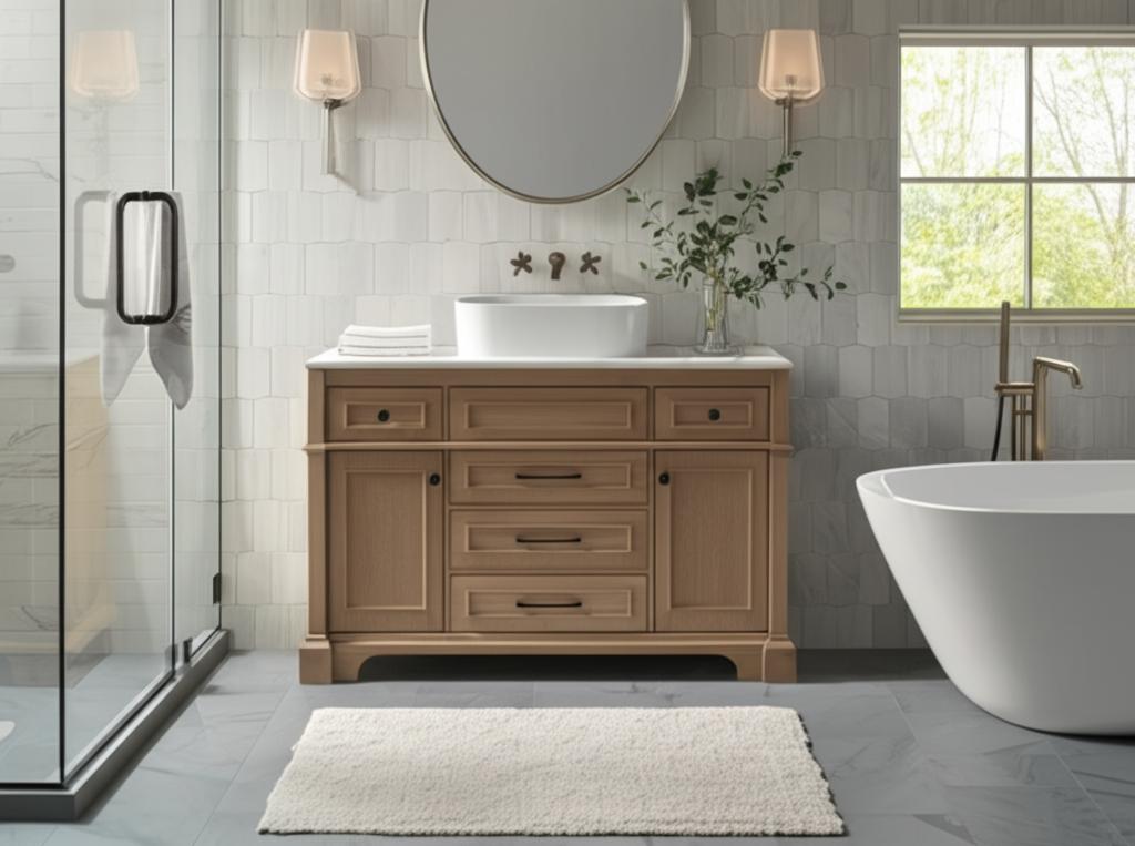 Home Decorators Collection Melpark 48" Antique Oak Vanity with Marble Top