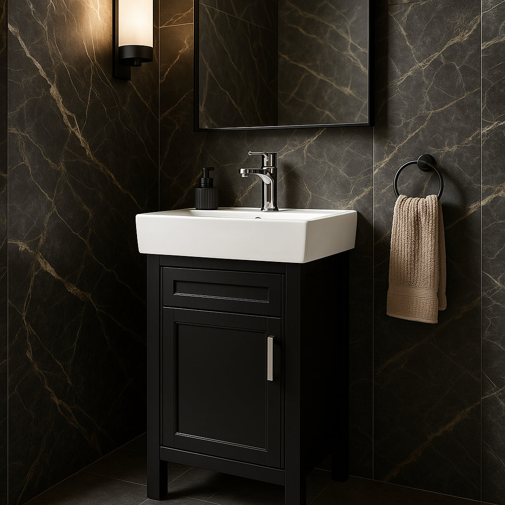 Home Decorators Collection Arvesen 18" Single Sink Espresso Vanity with Ceramic Top