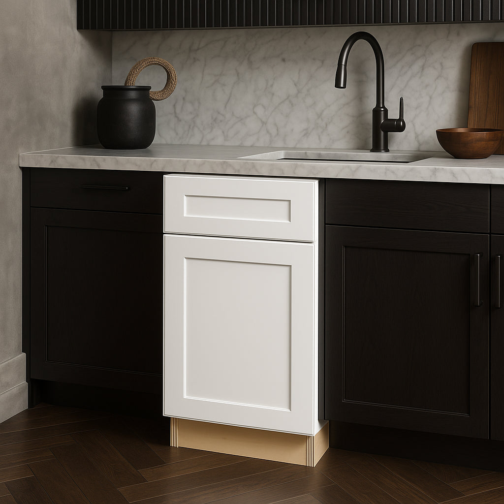 Home Decorators Collection Newport 15 in. W x 24 in. D x 34.5 in. H Assembled Plywood Base Kitchen Cabinet in Pacific White with Soft Close RH