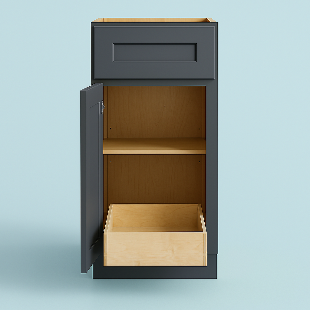 Home Decorators Collection Newport 18 in. W x 24 in. D x 34.5 in. H Assembled Plywood Base Kitchen Cabinet in Deep Onyx