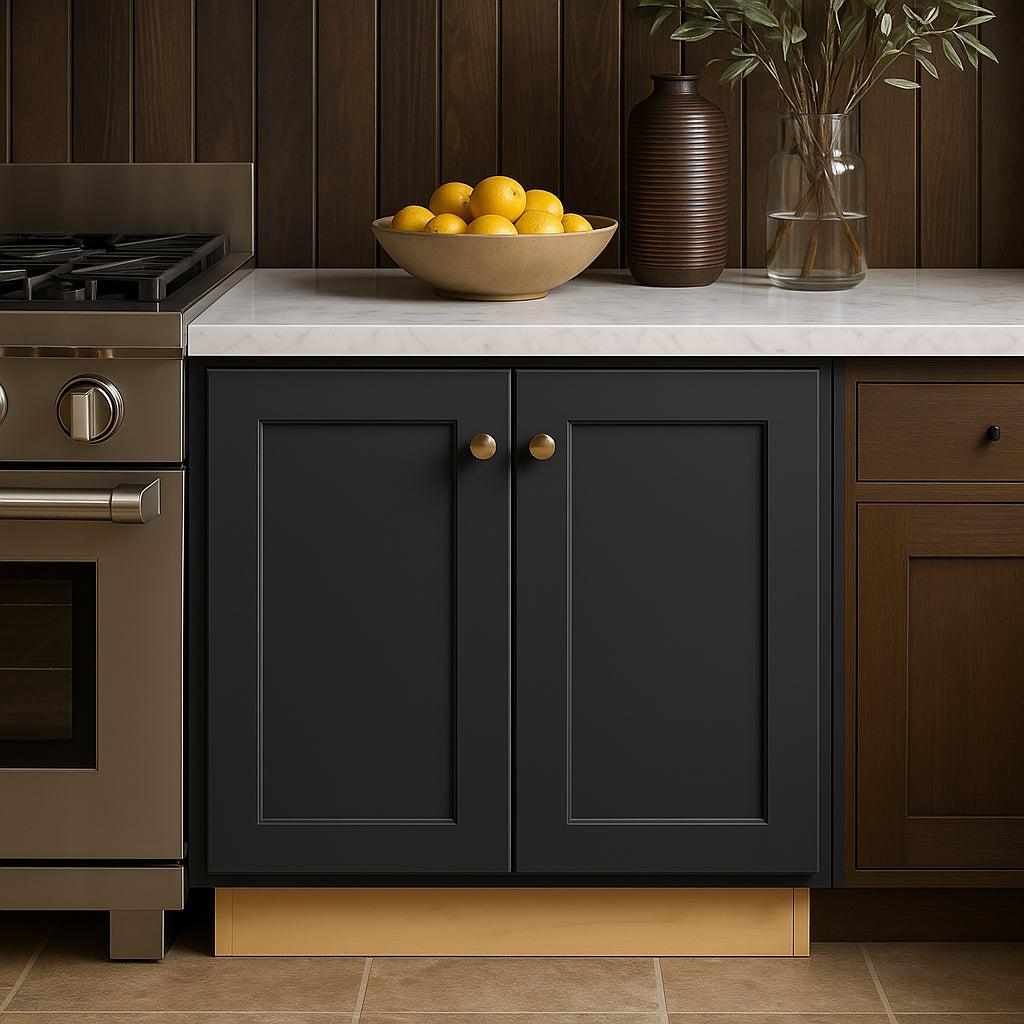 Home Decorators Collection Newport 33 in. W x 24 in. D x 34.5 in. H Assembled Plywood Full Height Door Base Kitchen Cabinet in Deep Onyx