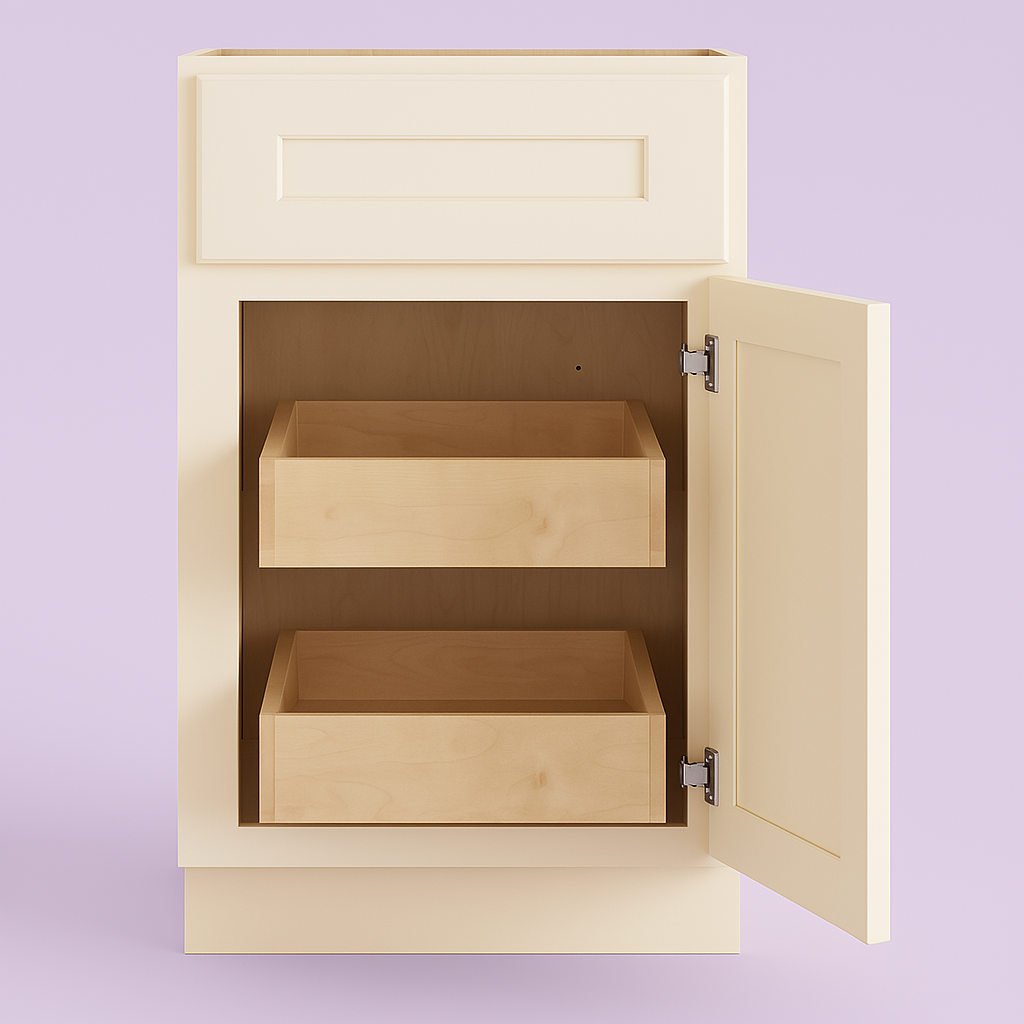 Home Decorators Collection Newport 18 in. W x 24 in. D x 34.5 in. H Assembled Plywood Base Kitchen Cabinet in Blended Cream with Soft Close