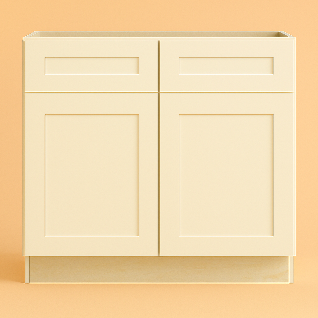 Home Decorators Collection Newport 33 in. W x 24 in. D x 34.5 in. H Assembled Plywood Base Kitchen Cabinet in Blended Cream with Soft Close