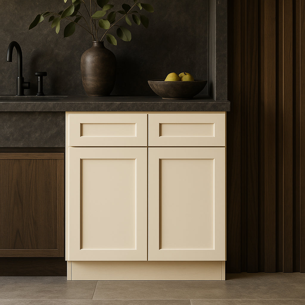 Home Decorators Collection Newport 36 in. W x 24 in. D x 34.5 in. H Assembled Plywood Base Kitchen Cabinet in Blended Cream with Soft Close