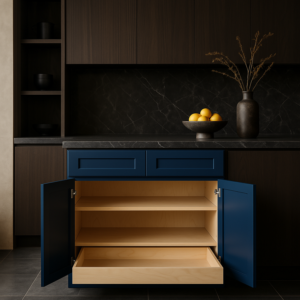 Home Decorators Collection Newport 36" Mythic Blue Soft Close Kitchen Cabinet