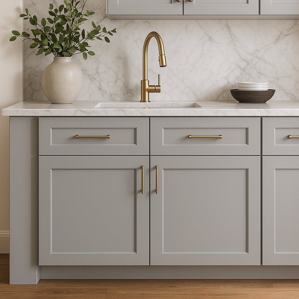 Home Decorators Collection Veiled Gray Shaker Base Kitchen Cabinet