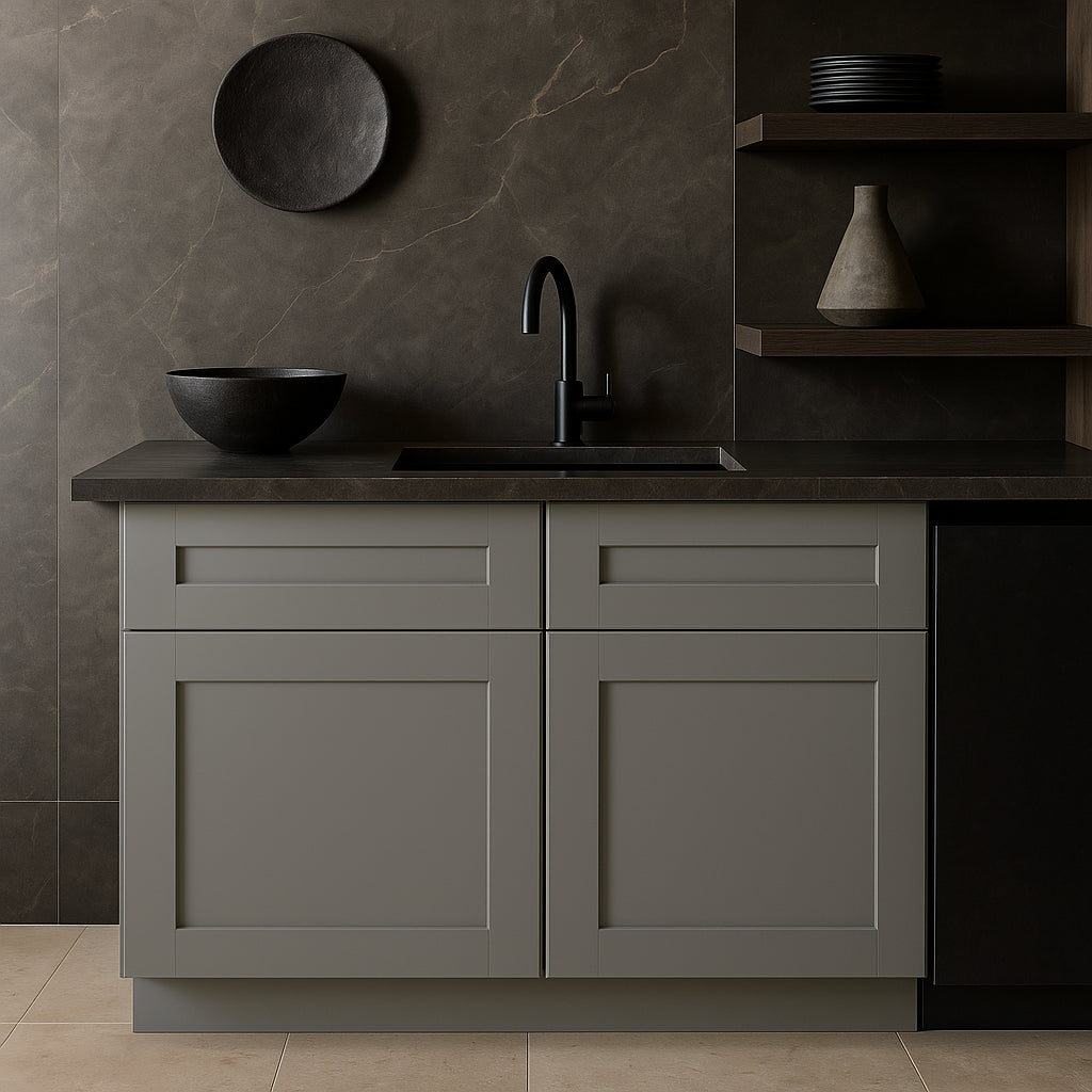 Home Decorators Collection Veiled Gray Shaker Base Kitchen Cabinet