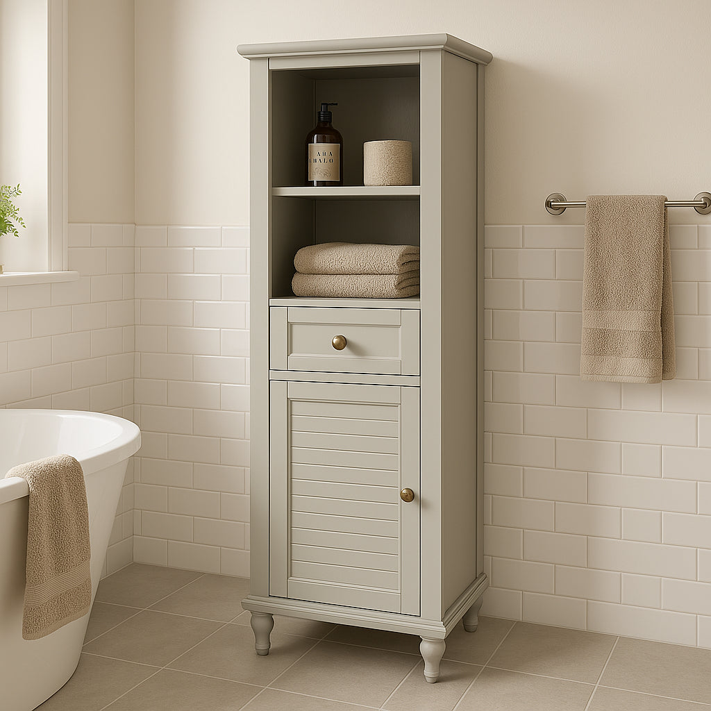 Home Decorators Collection Hamilton 18 in. W x 52.5 in. H Gray Freestanding Linen Cabinet