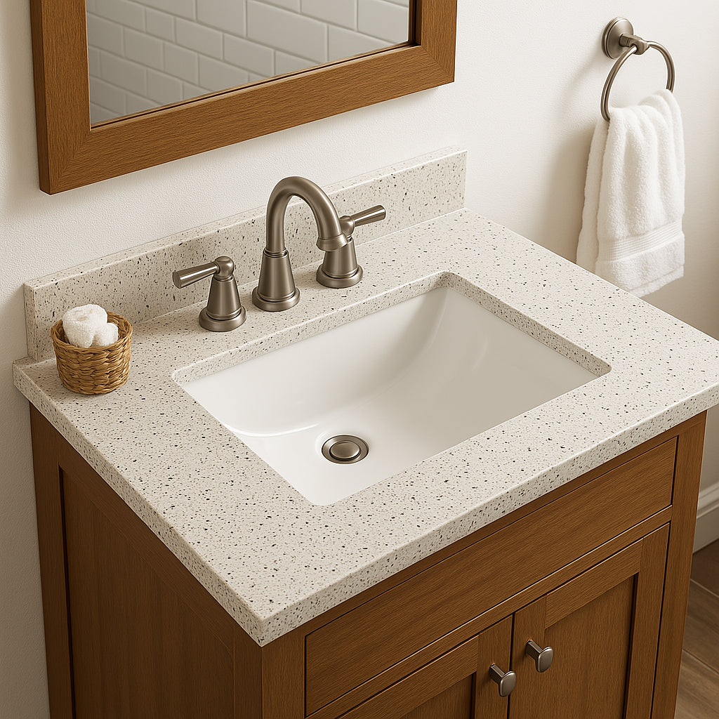 Home Decorators Collection 25-inch Solid Surface Vanity Top in Silver Ash with White Sink