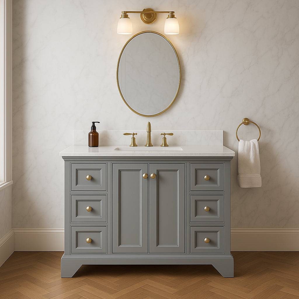 Home Decorators Collection Stratfield 48-Inch Bathroom Vanity Cabinet in Sterling Gray
