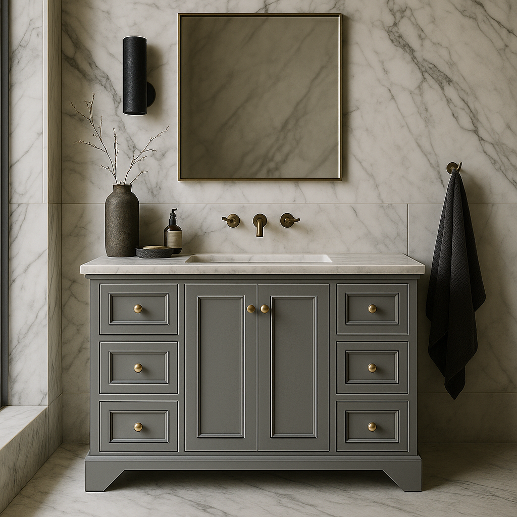 Home Decorators Collection Stratfield 48-Inch Bathroom Vanity Cabinet in Sterling Gray
