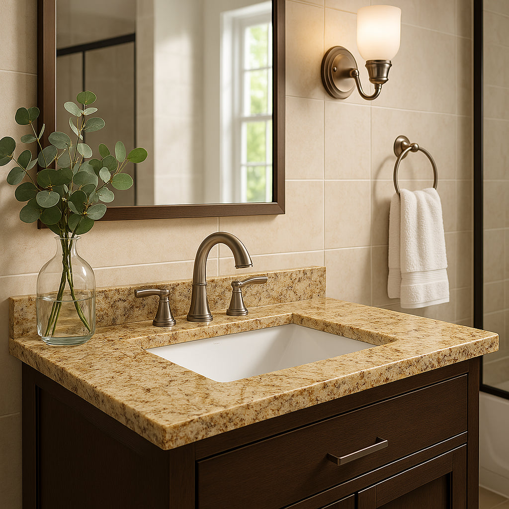 Home Decorators Collection 31-inch Stone Effects Vanity Top in Dune with White Sink